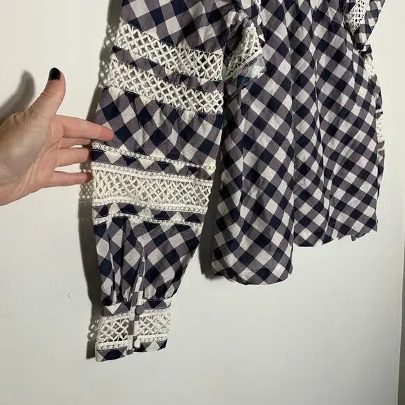 Womens Marie Oliver Que Blouse - Indigo Plaid Size XS EUC! - Picture 6 of 6